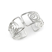 Silver Plated Adjustable Cuff Bracelet - Square Rectangles