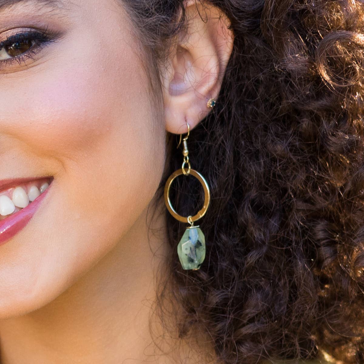 Gold Plated Semi-Precious Stone Long Earrings, no Display