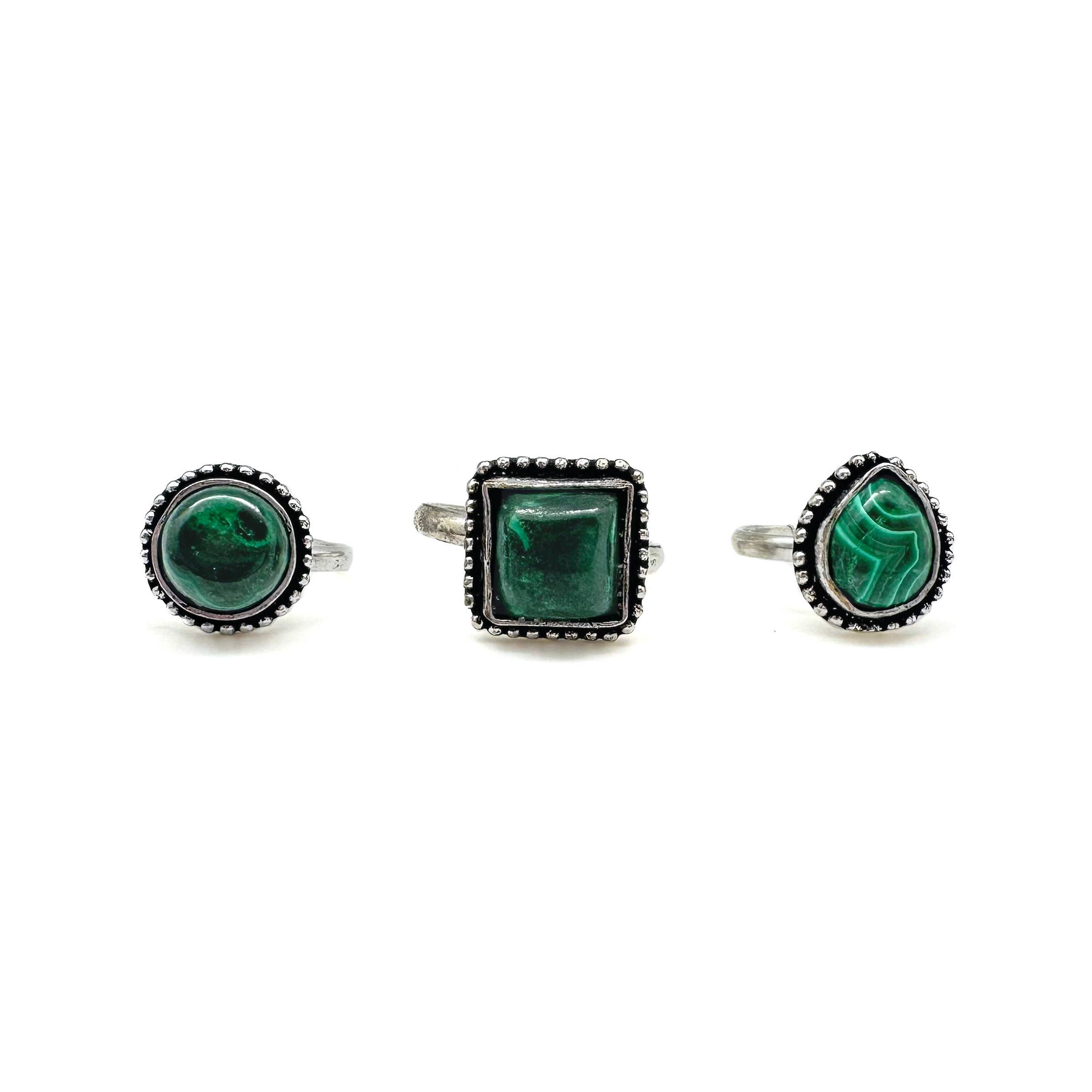 Kashi Semiprecious Small Stone Ring - Malachite