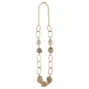 Gold-Plated Long Necklace With Golden Rutile Stones