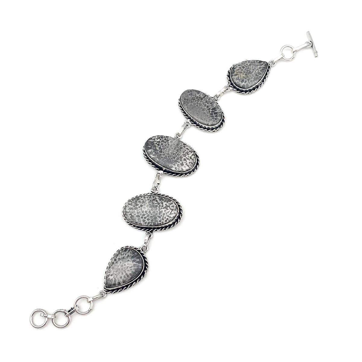Handcrafted Semiprecious Stone Bracelet - Black Fossil Coral