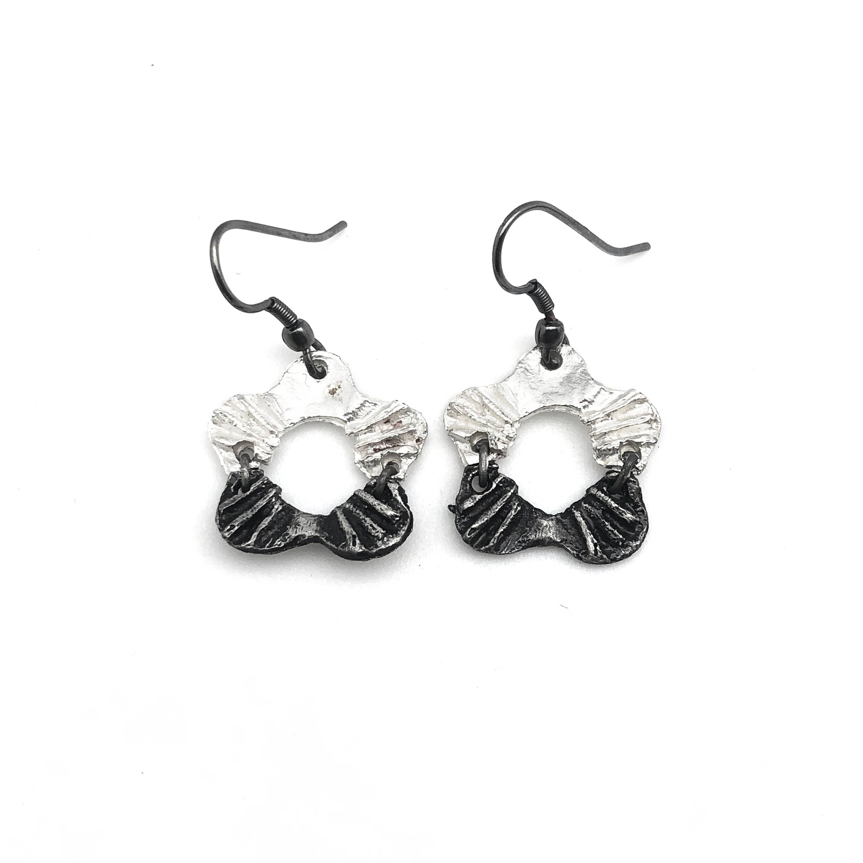 Pewter Earrings - Abstract Flower