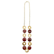 Gold-Plated Long Necklace With Mookaite Stones