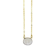 Gold Plated Necklace with Semi-Precious Stone - Moonstone