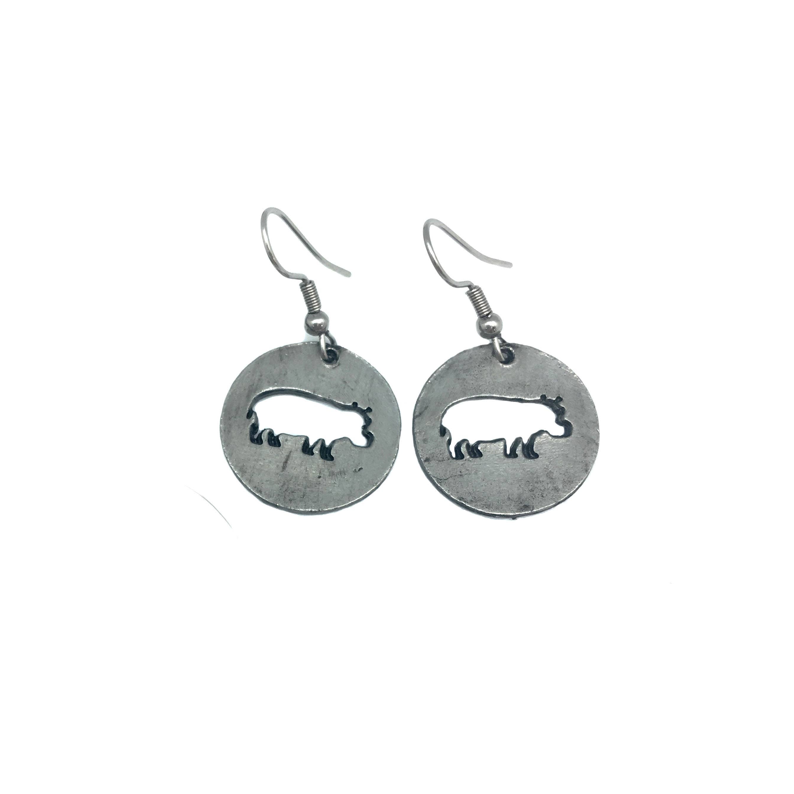 Pewter Earrings - Hippo