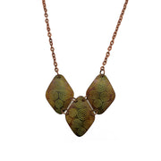 Copper Patina Necklace - Yellow Spirals