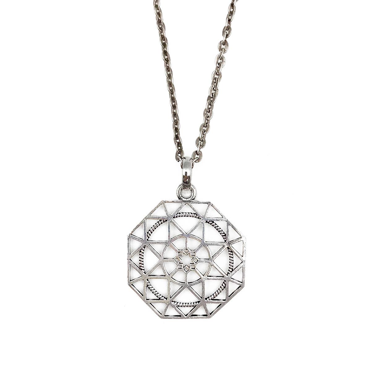 Tanvi Collection Necklace - Silver Geometric Octagon
