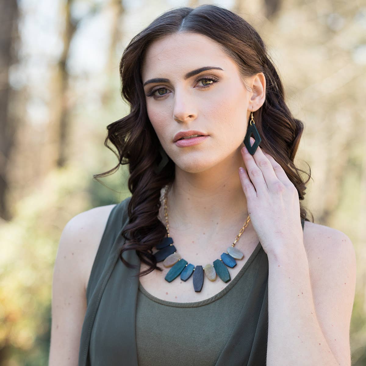 Omala Misty Greens Collection Necklace - Graduated Beads