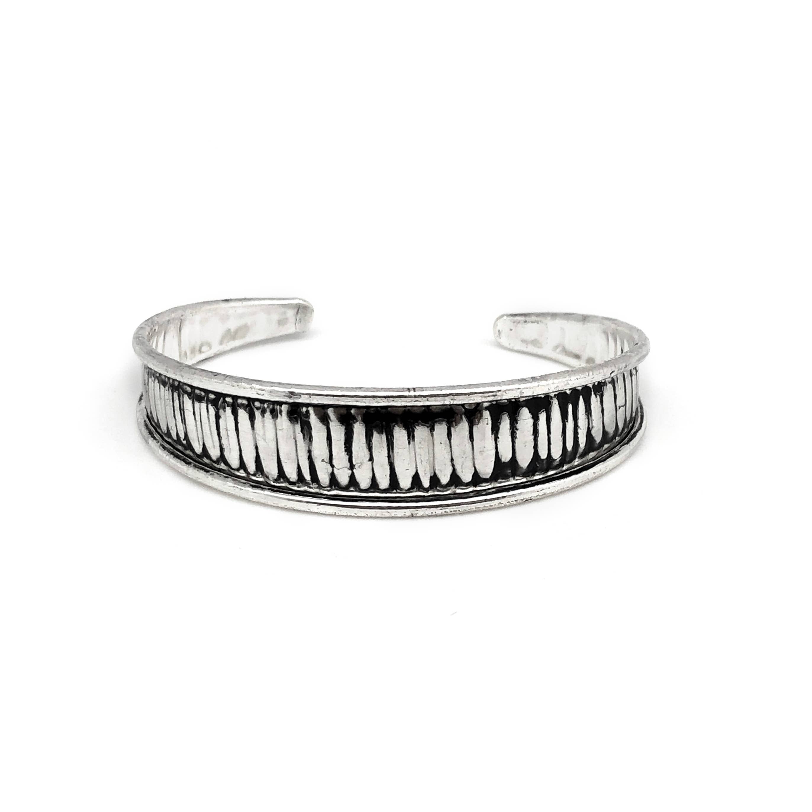 Handcrafted Etched Cuff Bracelet - Raised & Wrinkled