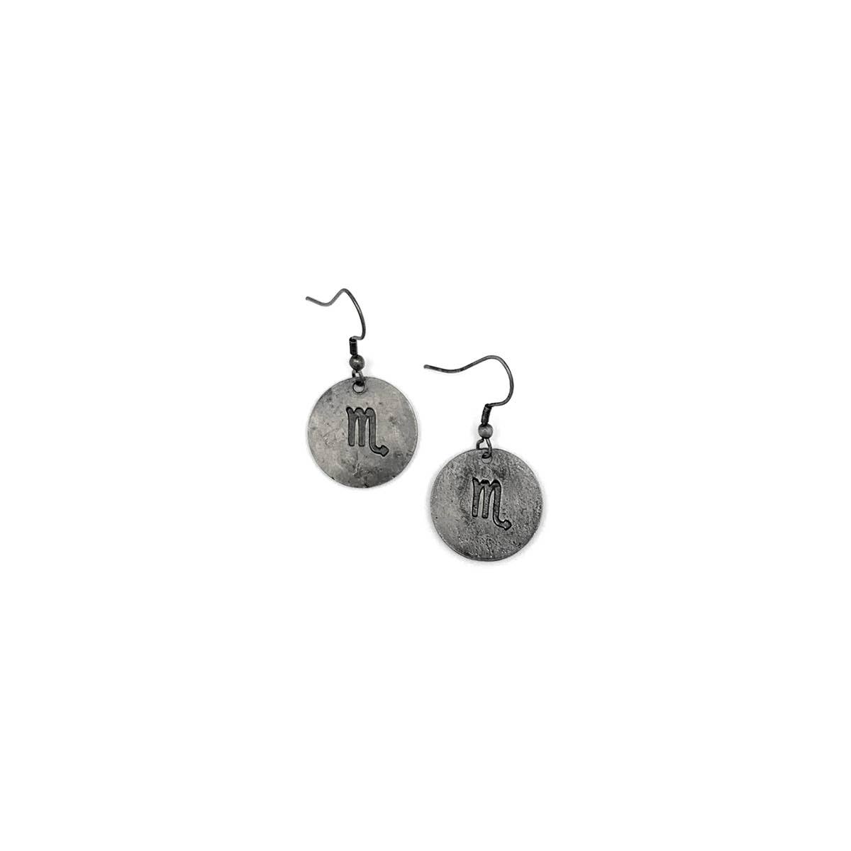 Scorpio Zodiac Pewter Glyph Earrings