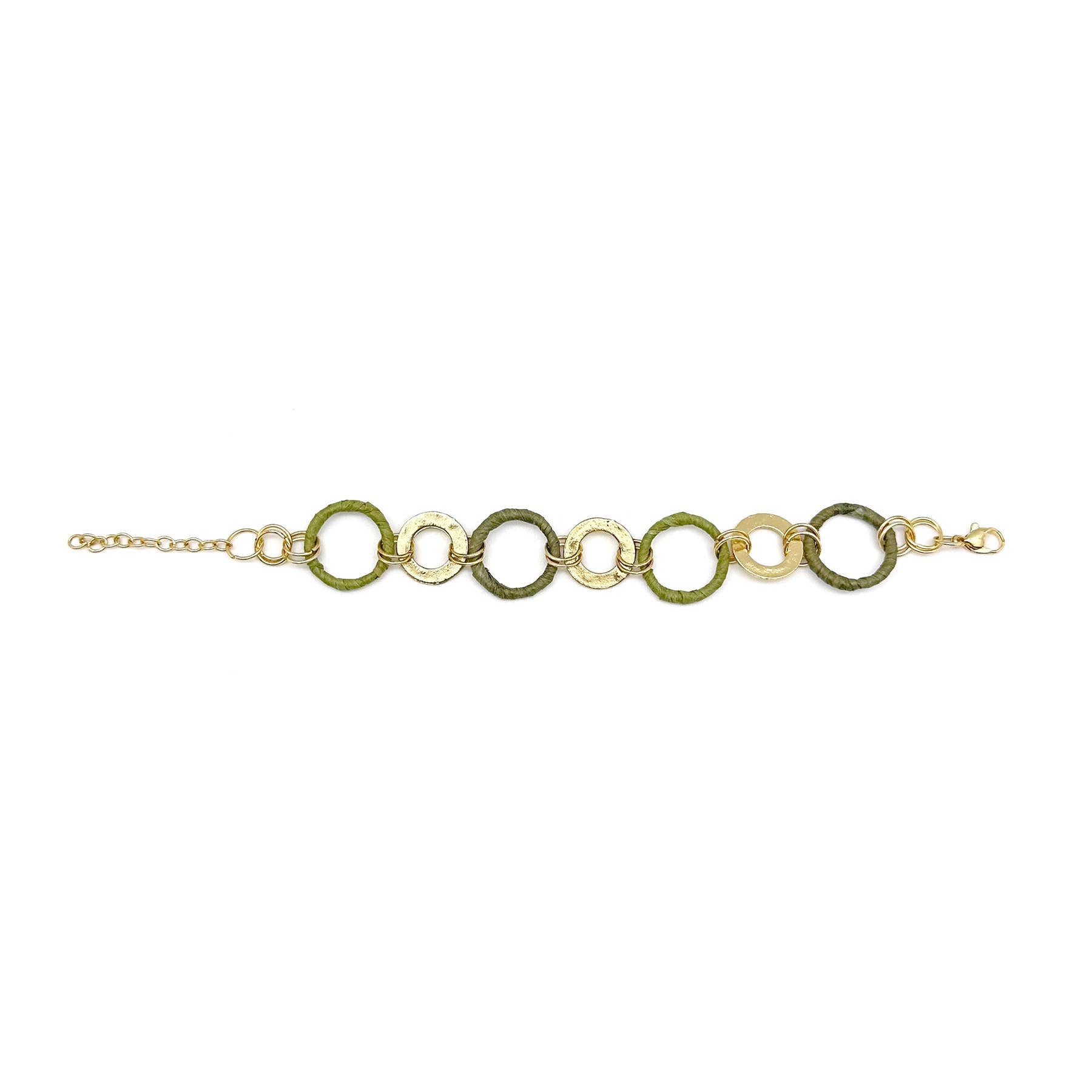 Sachi Raffia Rings Bracelet - Olive Large and Small Rings – Anju ...