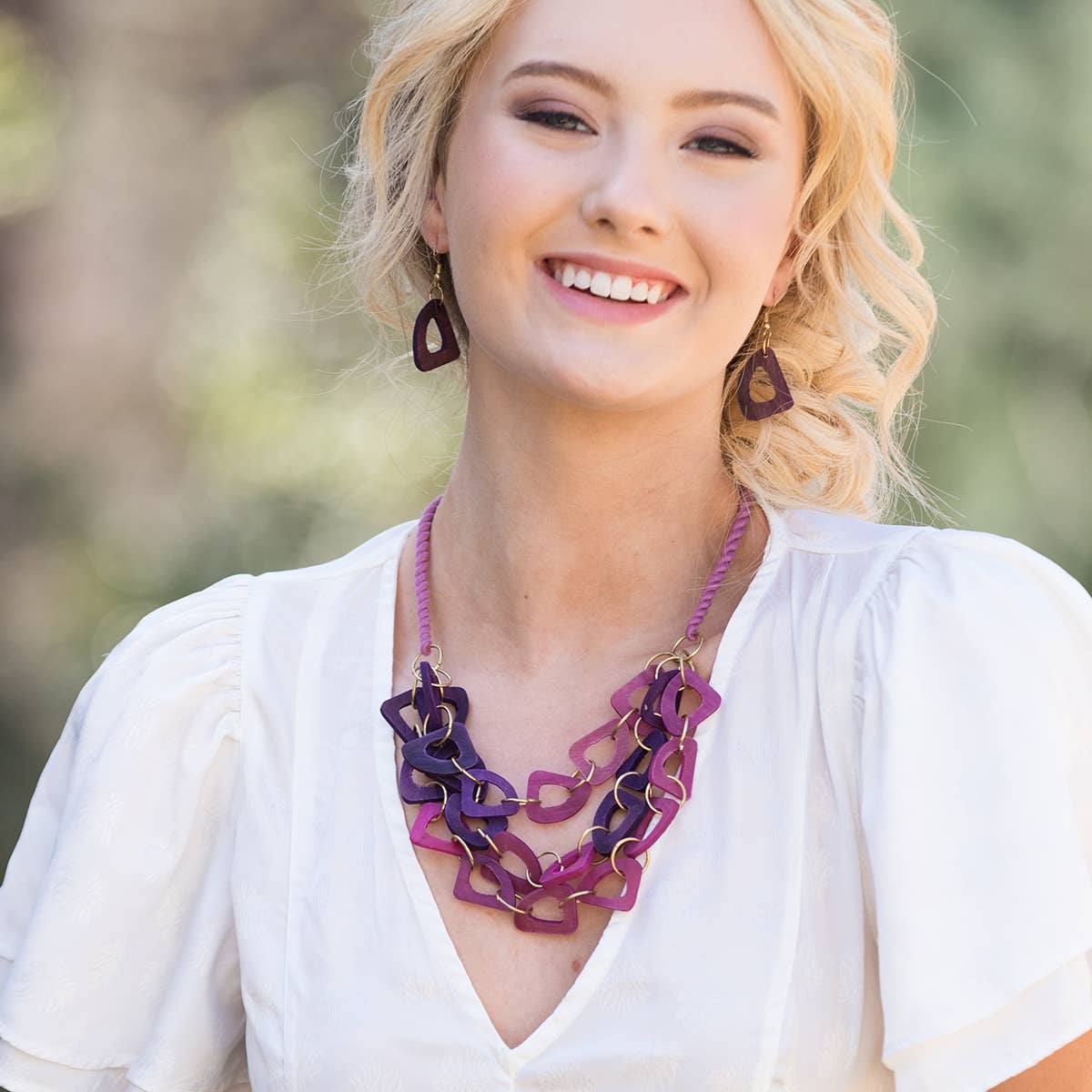 Omala Primrose and Plum Collection Necklace - Abstract Layer