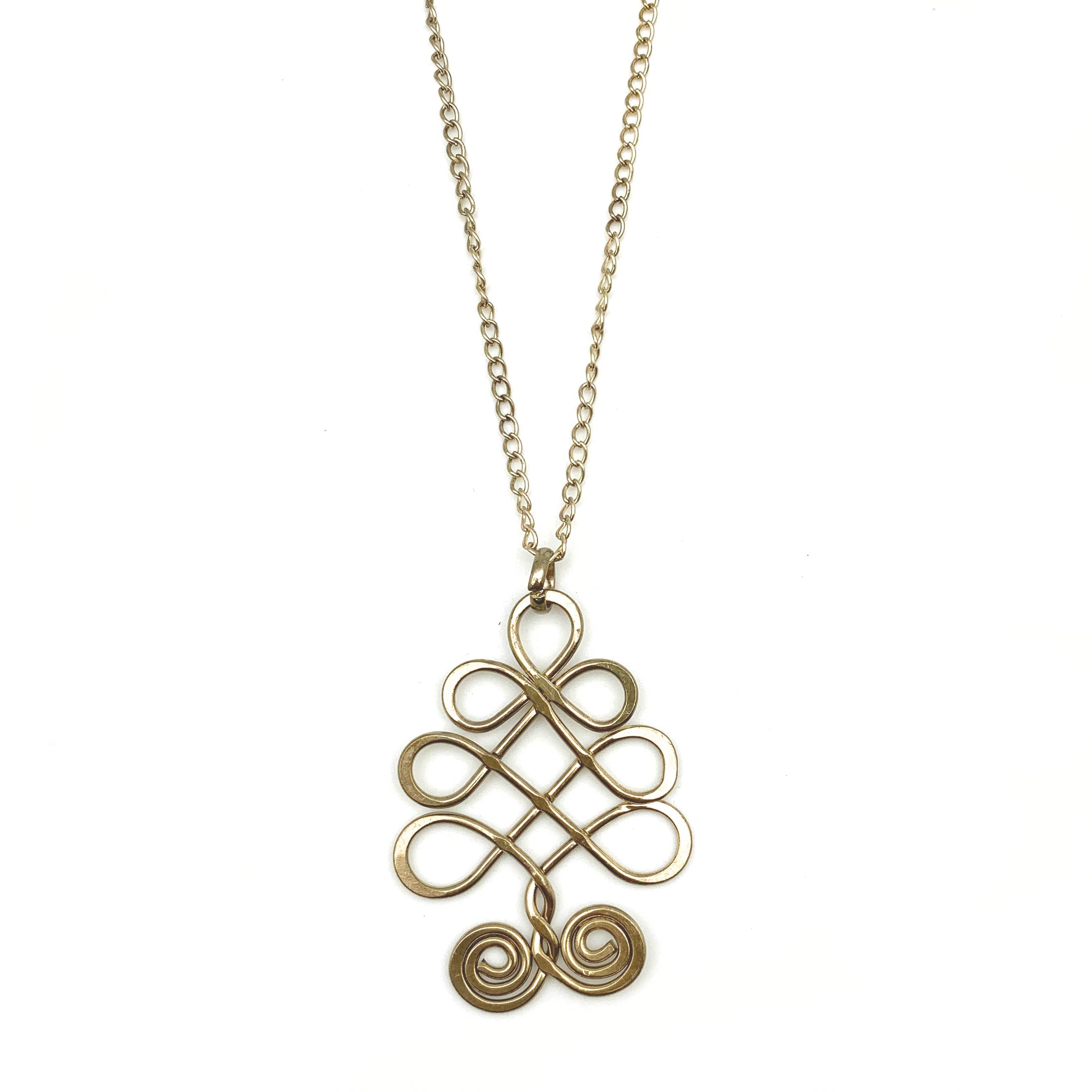 Gold Plated Pendant Necklace - Curly Loops