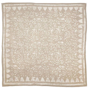 Block Printed Bandana - Tan Leafy Vines with Triangle Border