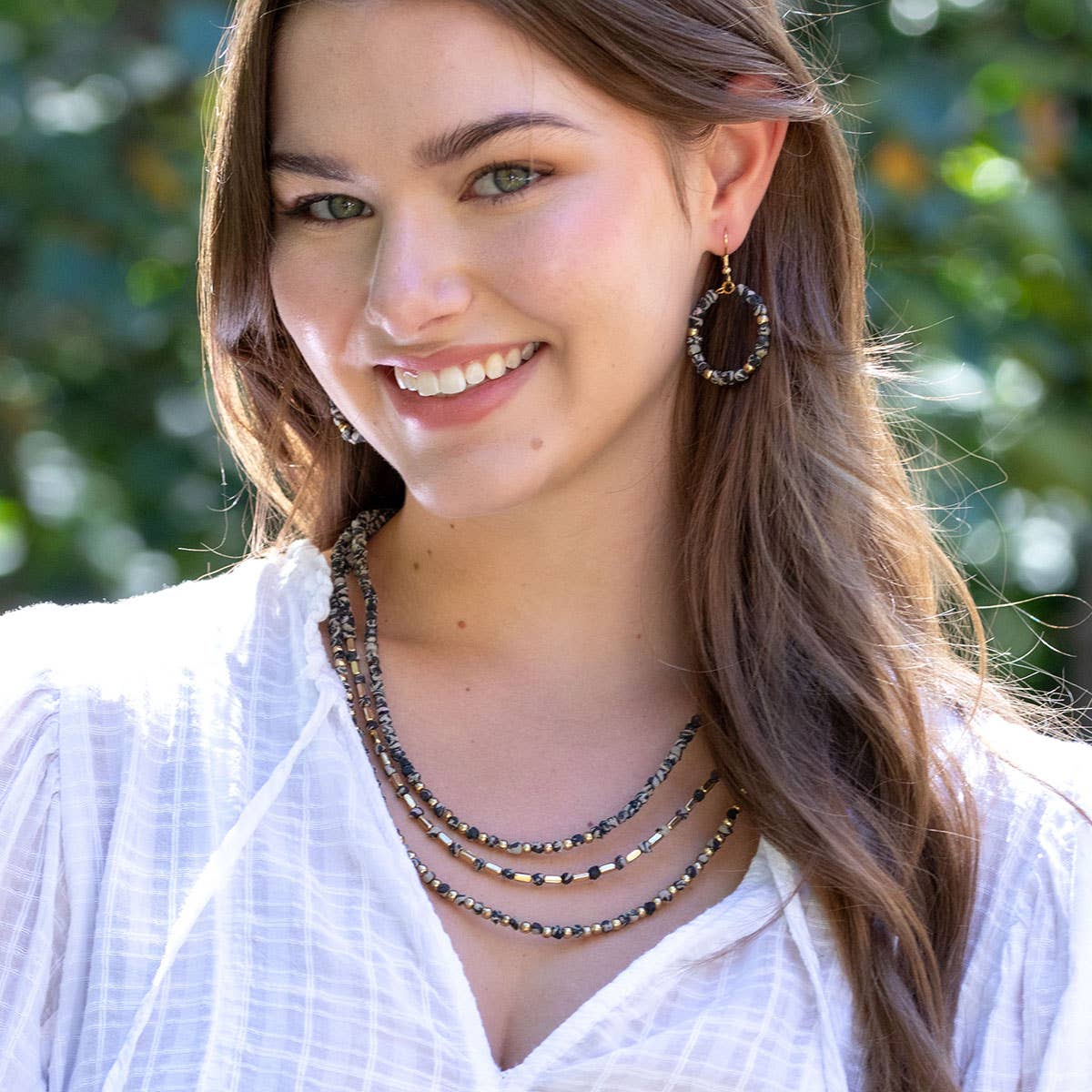 Aasha Glimmer Monochrome Kantha Layered Necklace