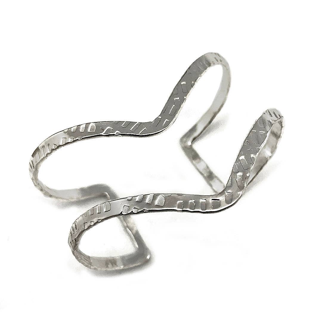 Silver Plated Adjustable Cuff Bracelet - Open Chevron