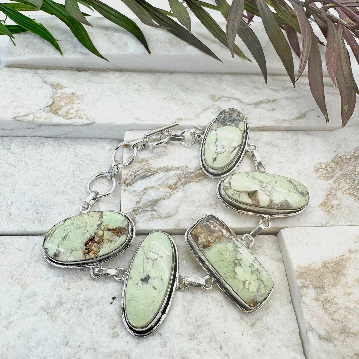 Handcrafted Semiprecious Stone Bracelet - Lemon Chrysoprase