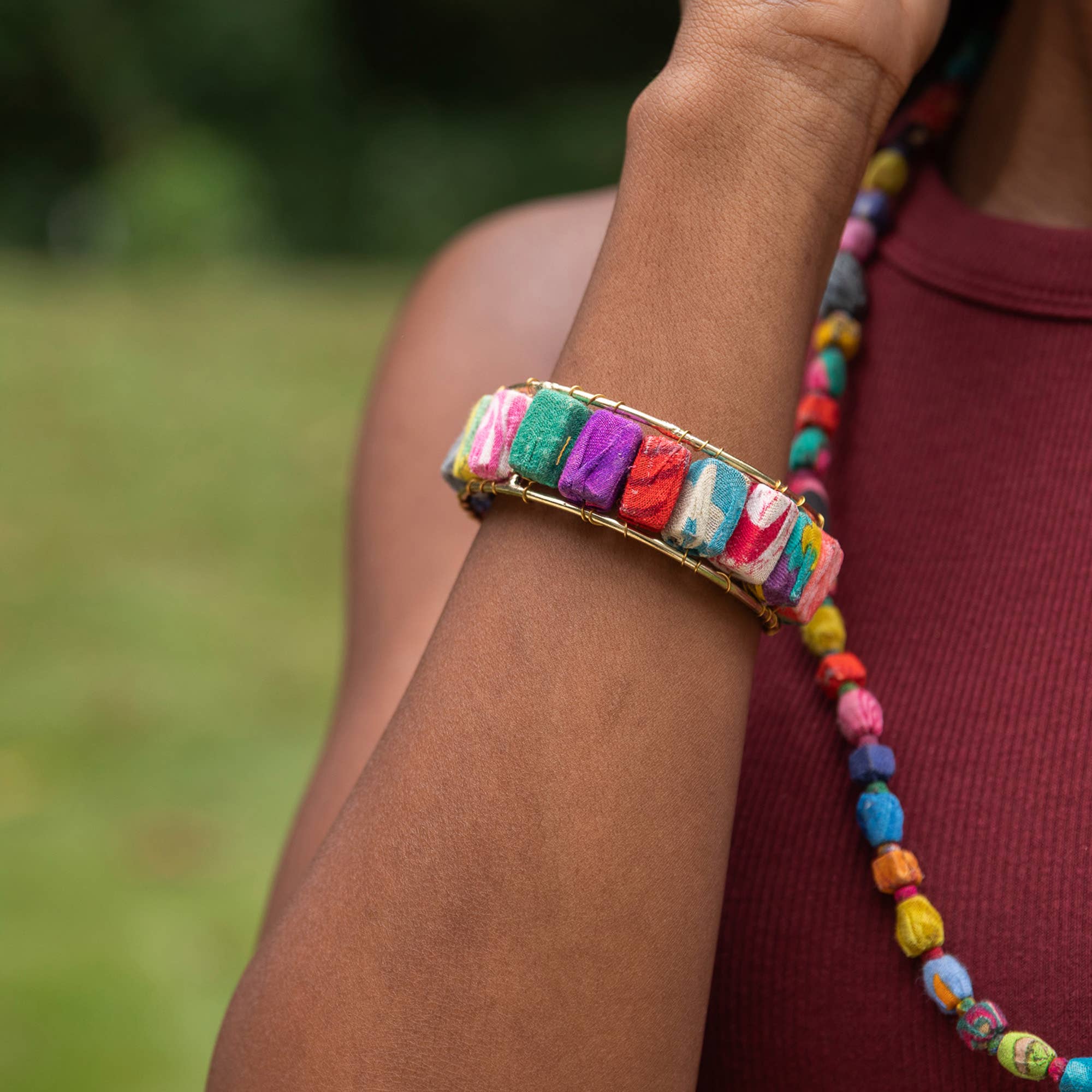 Handcrafted Aasha Kantha Cuff Bracelet
