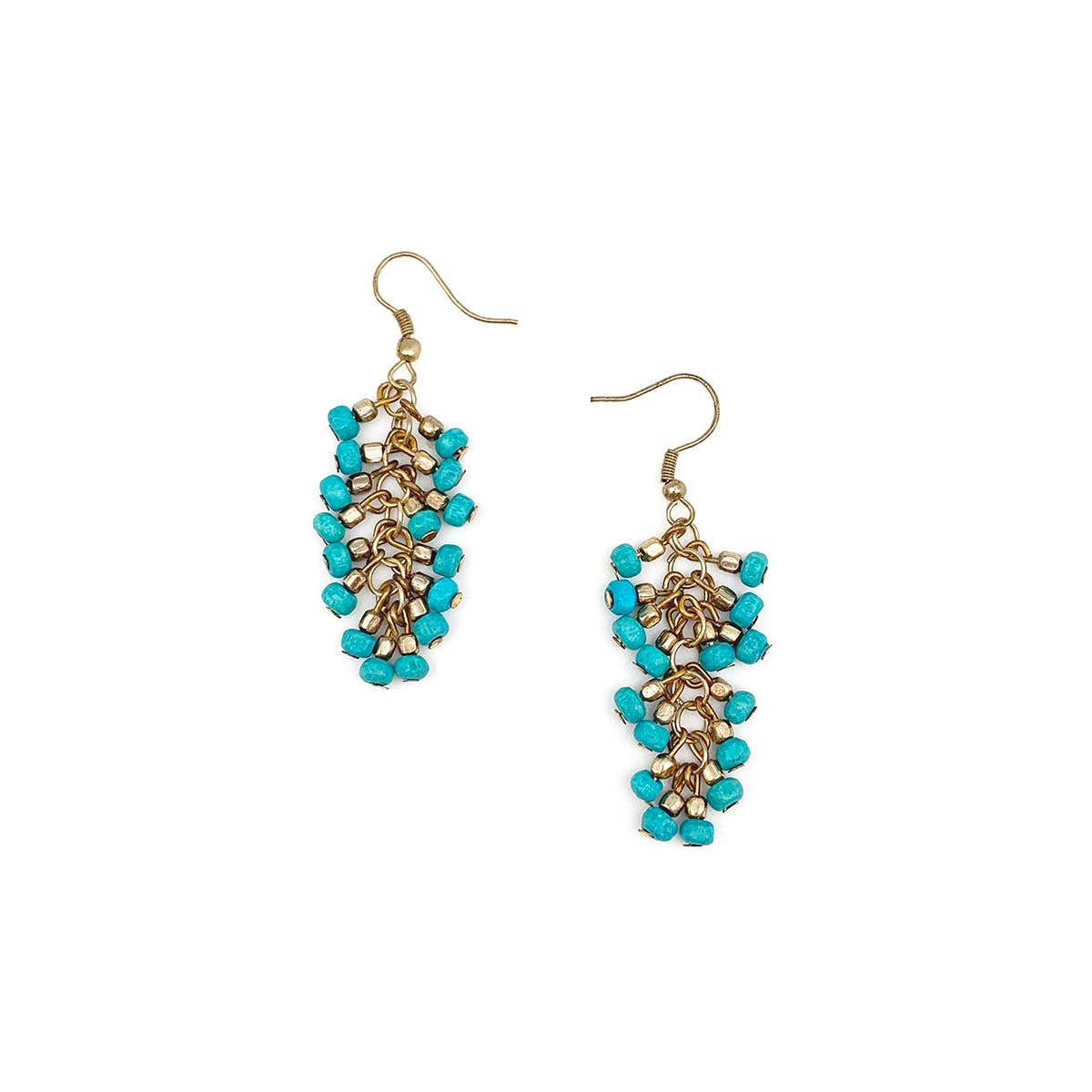 Sachi Chromatic Hues - Turquoise Dangle Cluster Earrings