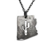 Home State Jewelry - Pewter Necklace - Arizona with Cactus