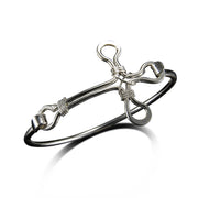 Silver Plated Bangle - Rounded Cross