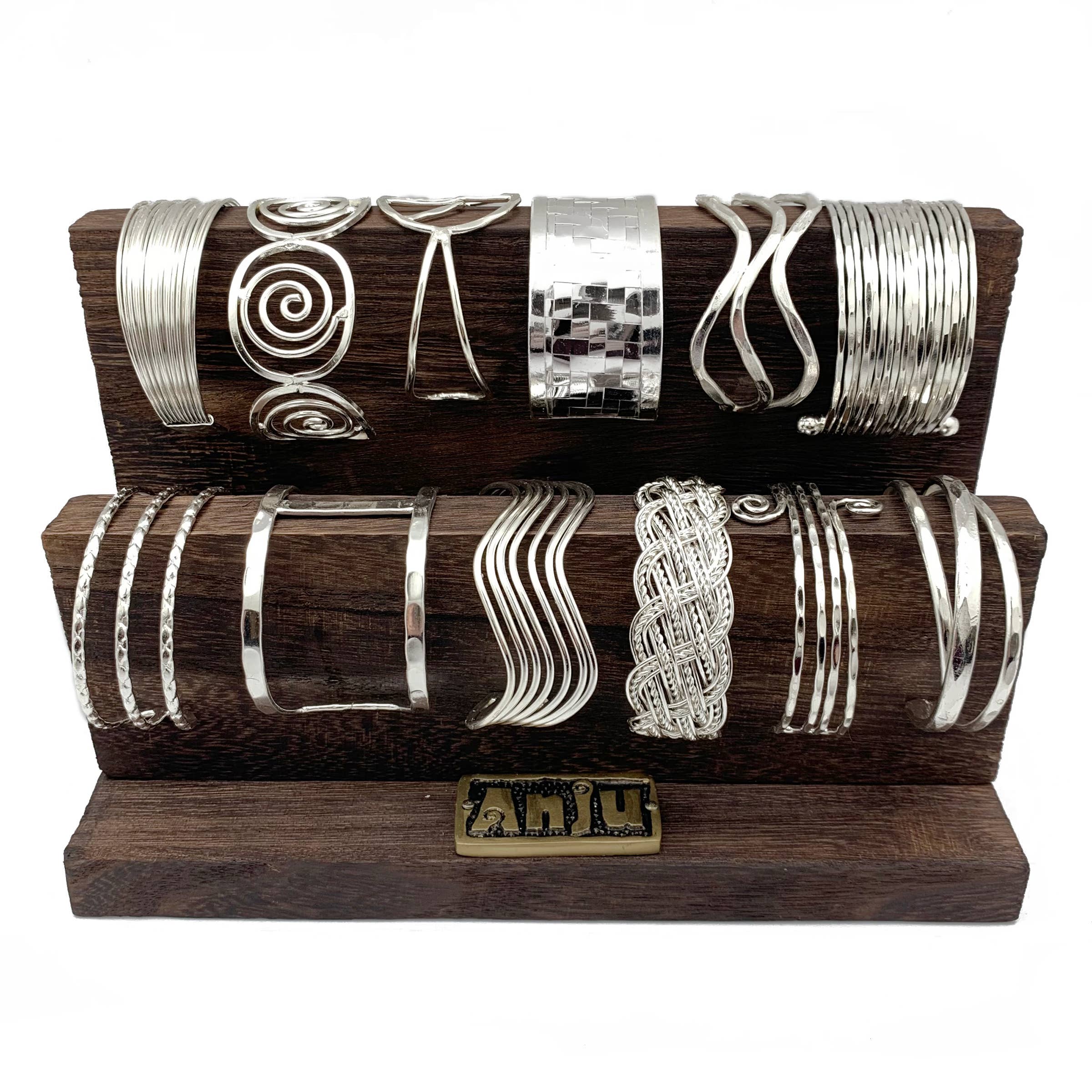 Silver Cuff Bracelet Prepack - 12 Cuffs and Display