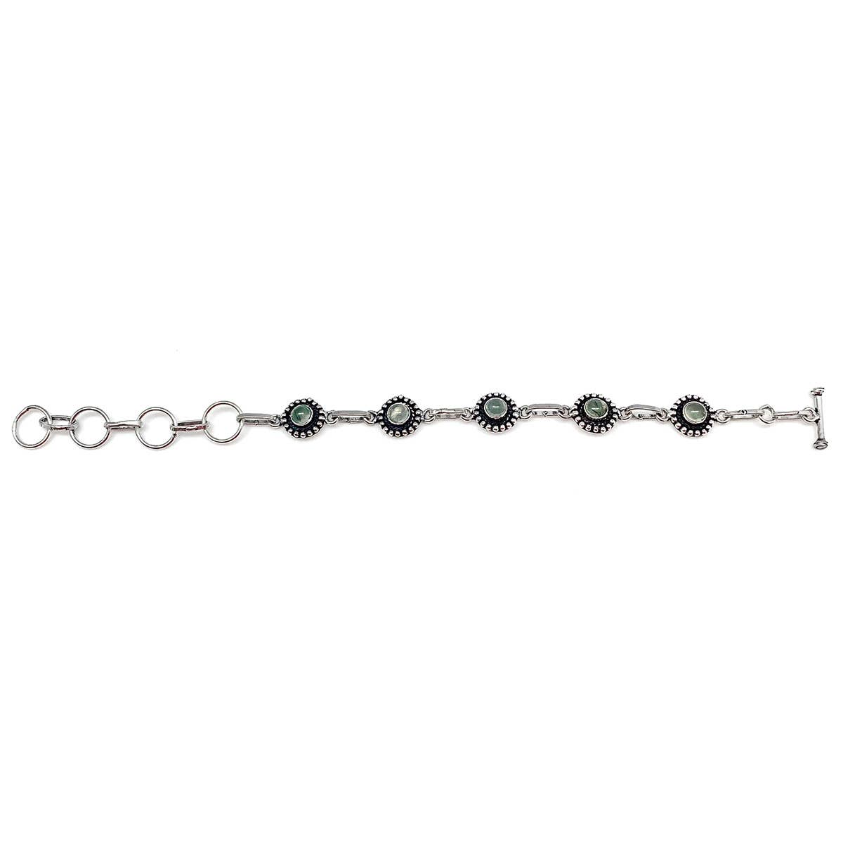 Tanvi Silver Link Bracelet - Prehnite Circles