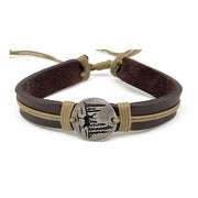 Pull Tie Leather Bracelet - Deer in Woods