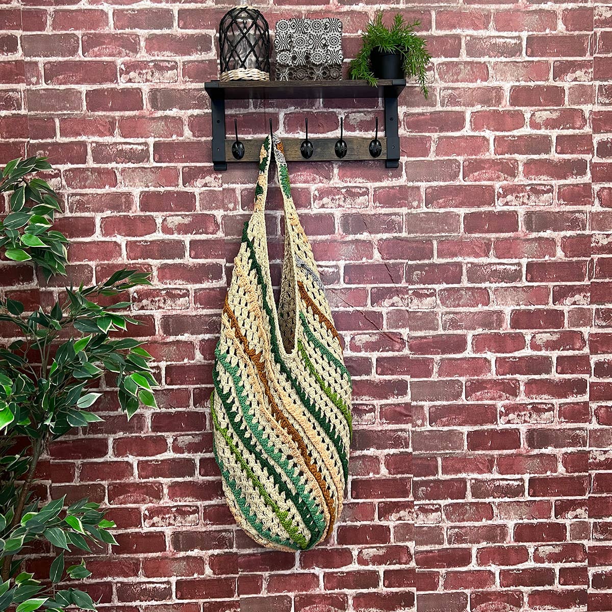 Delilah Bag - Oversize cotton sling tote - Pink and Green