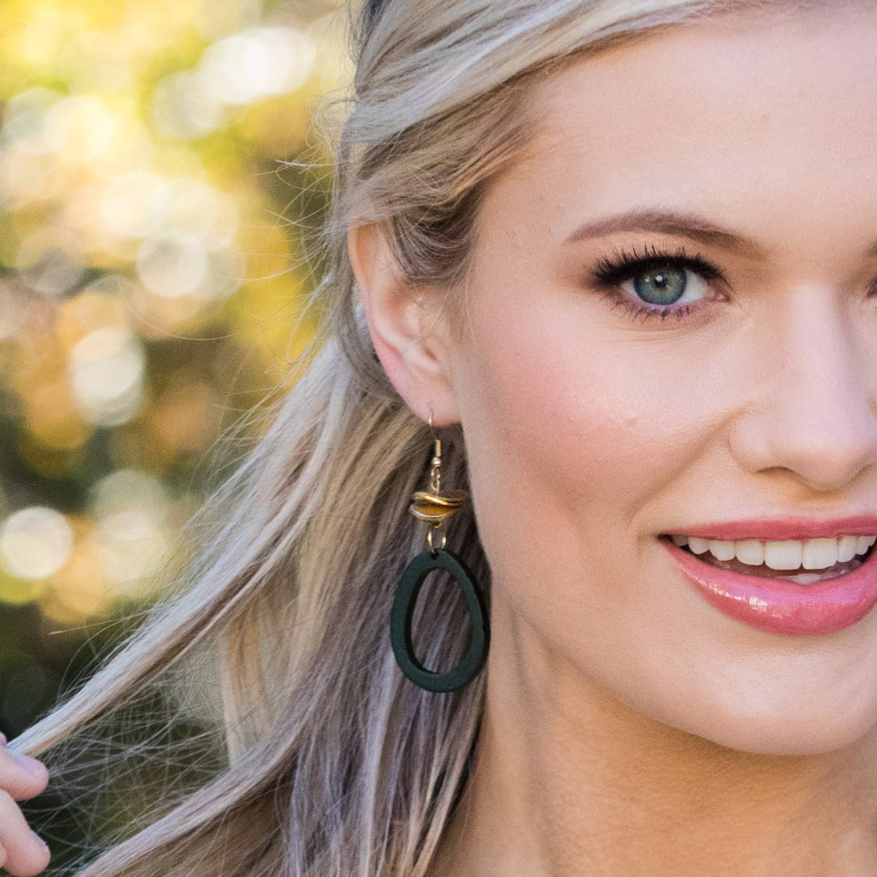 Omala Misty Greens Collection Earrings - Beads and Hoop