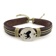 Pull Tie Leather Bracelet - Lion Cutout