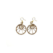 Basketweave Antique Brass Graduated Spiral Earrings