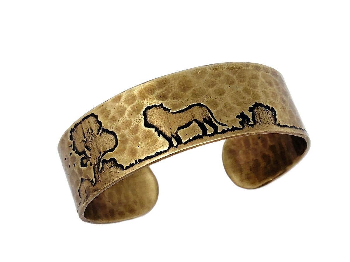Safari Brass Engraved Cuff Bracelet
