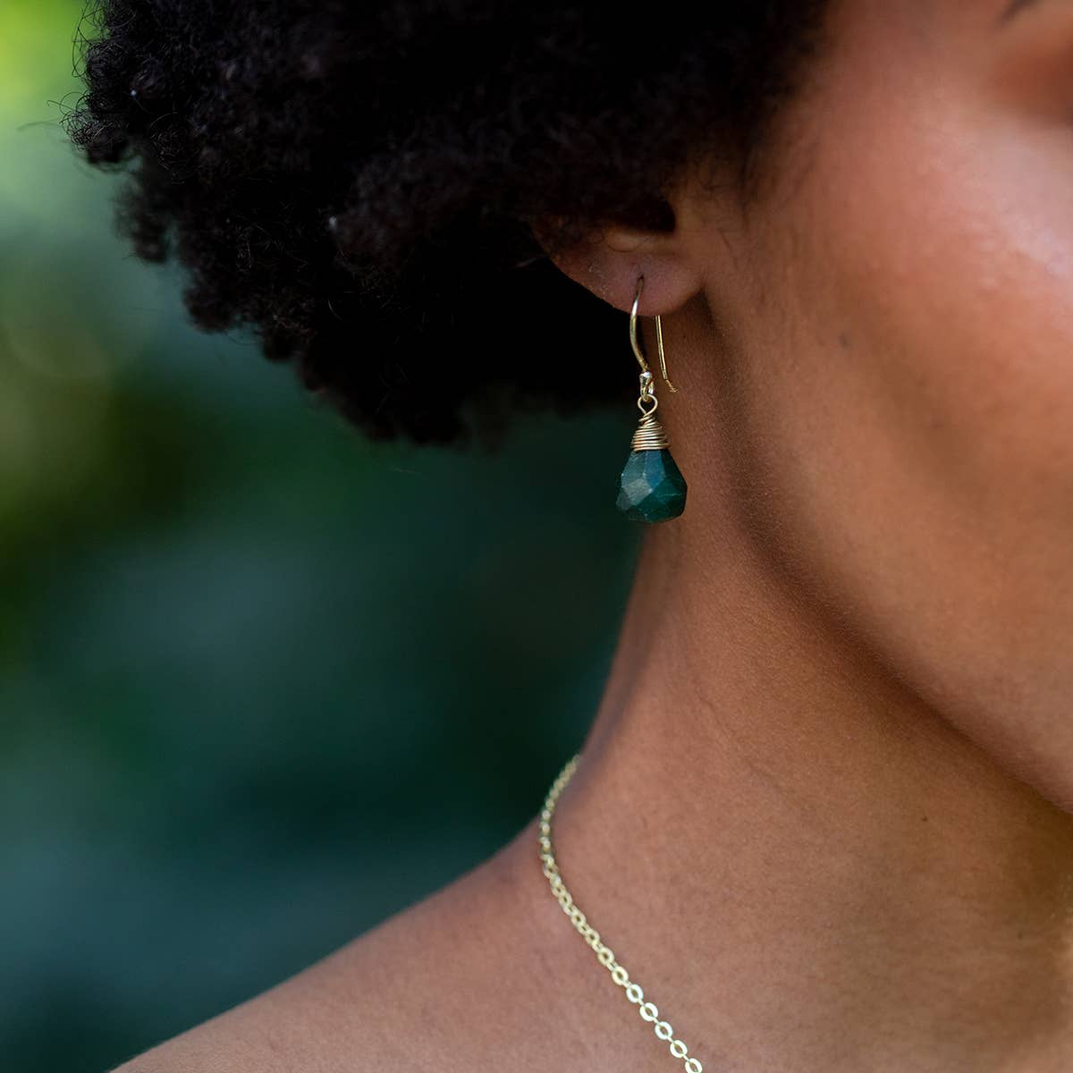 Gold-Plated Aventurine Teardrop Earrings