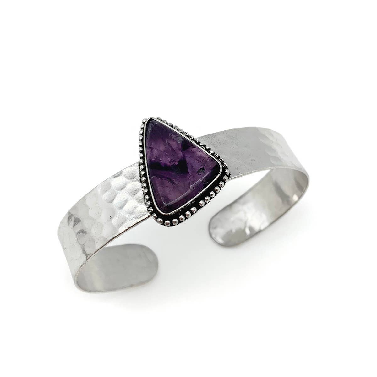Handcrafted Kashi Semiprecious Stone Cuff - Amethyst