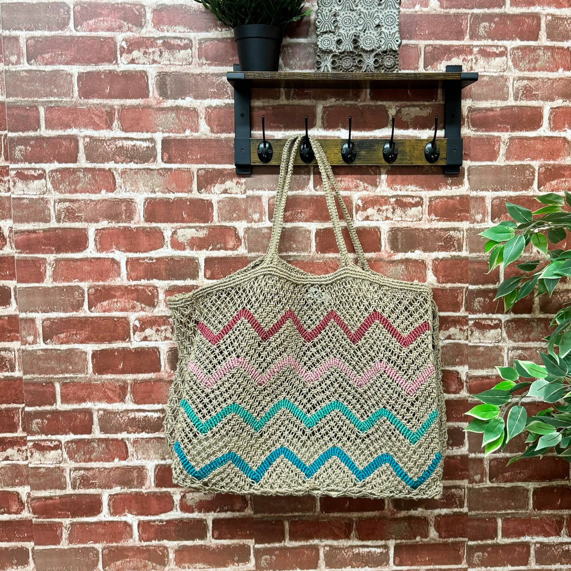 Ibiza Bag - Oversize Jute beach bag  with multicolor waves