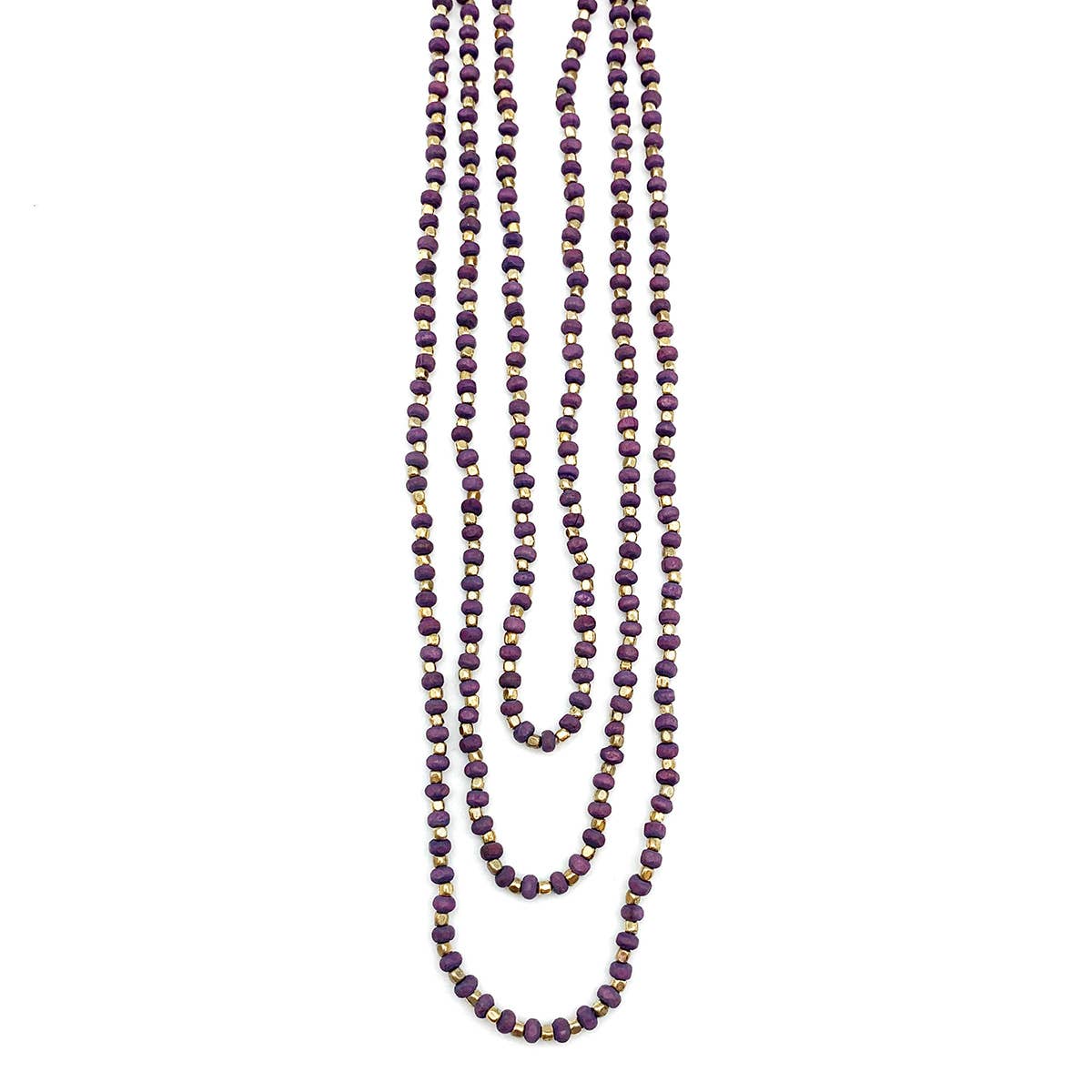 Sachi Mulberry Mix Necklace - Three Long Strands Purple