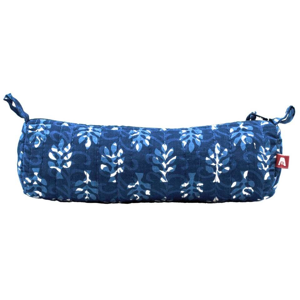 Indigo Palms Makeup Brush Bag - Block Printed Organic Cotton