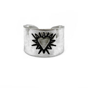 Silver Plated Adjustable Cuff Ring - Heart