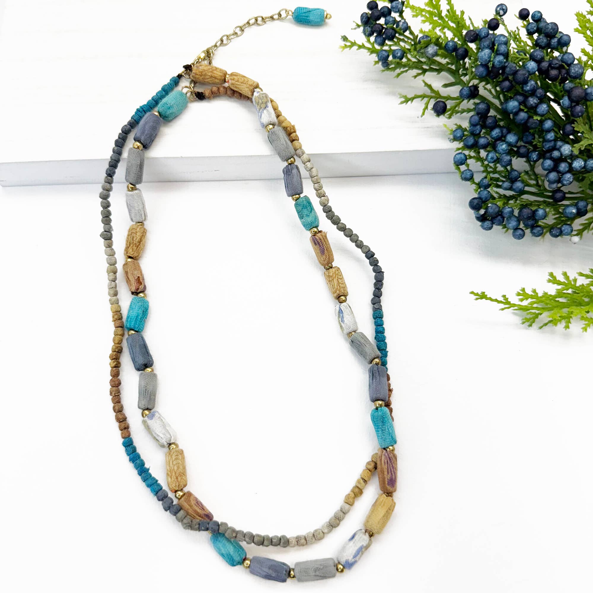 Aasha Monochrome Kantha Handcrafted Chunky Short Necklace