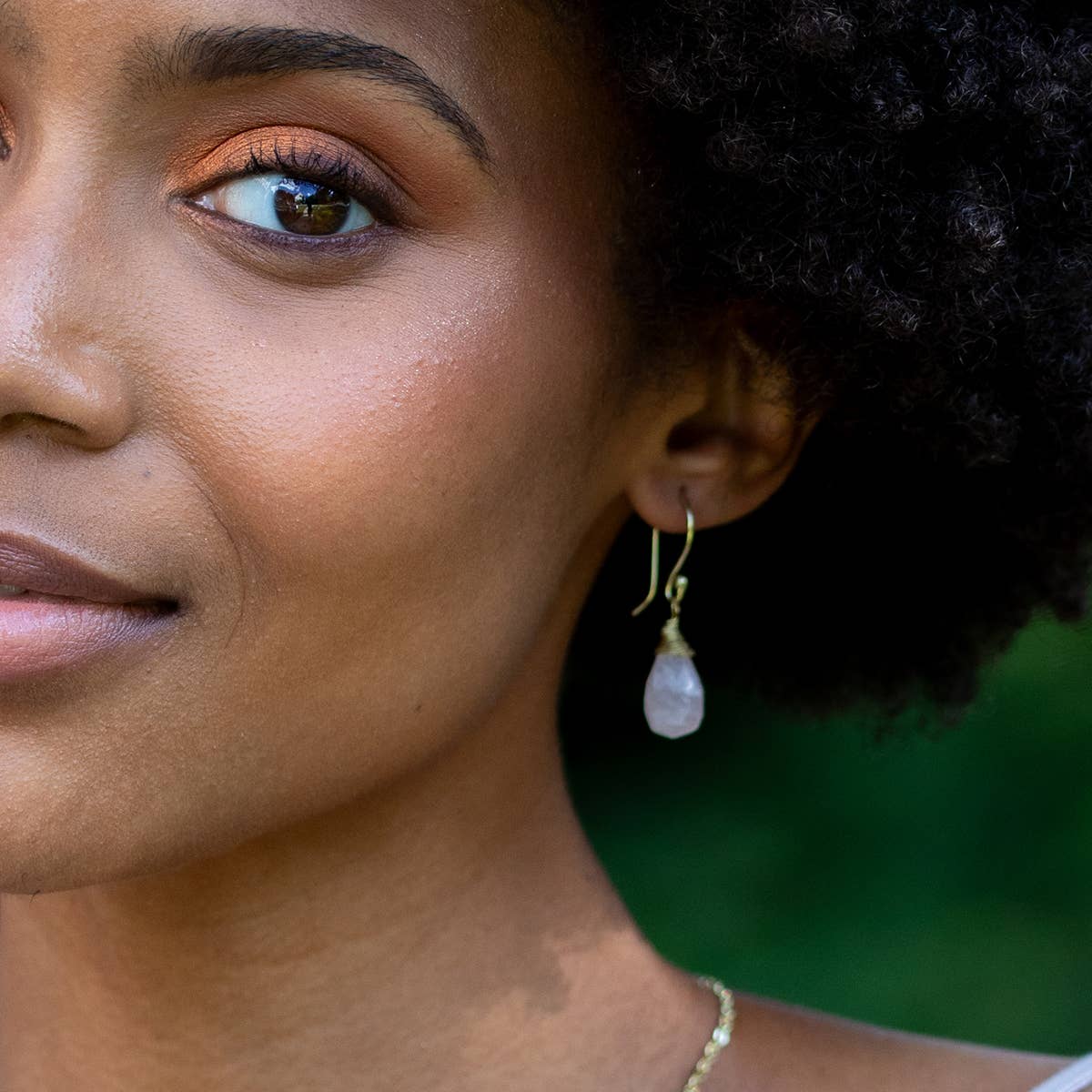 Gold-Plated Rose Quartz Teardrop Earrings