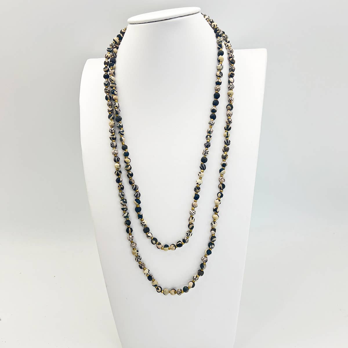 Aasha Monochrome Kantha Layered & Handcrafted Necklace.