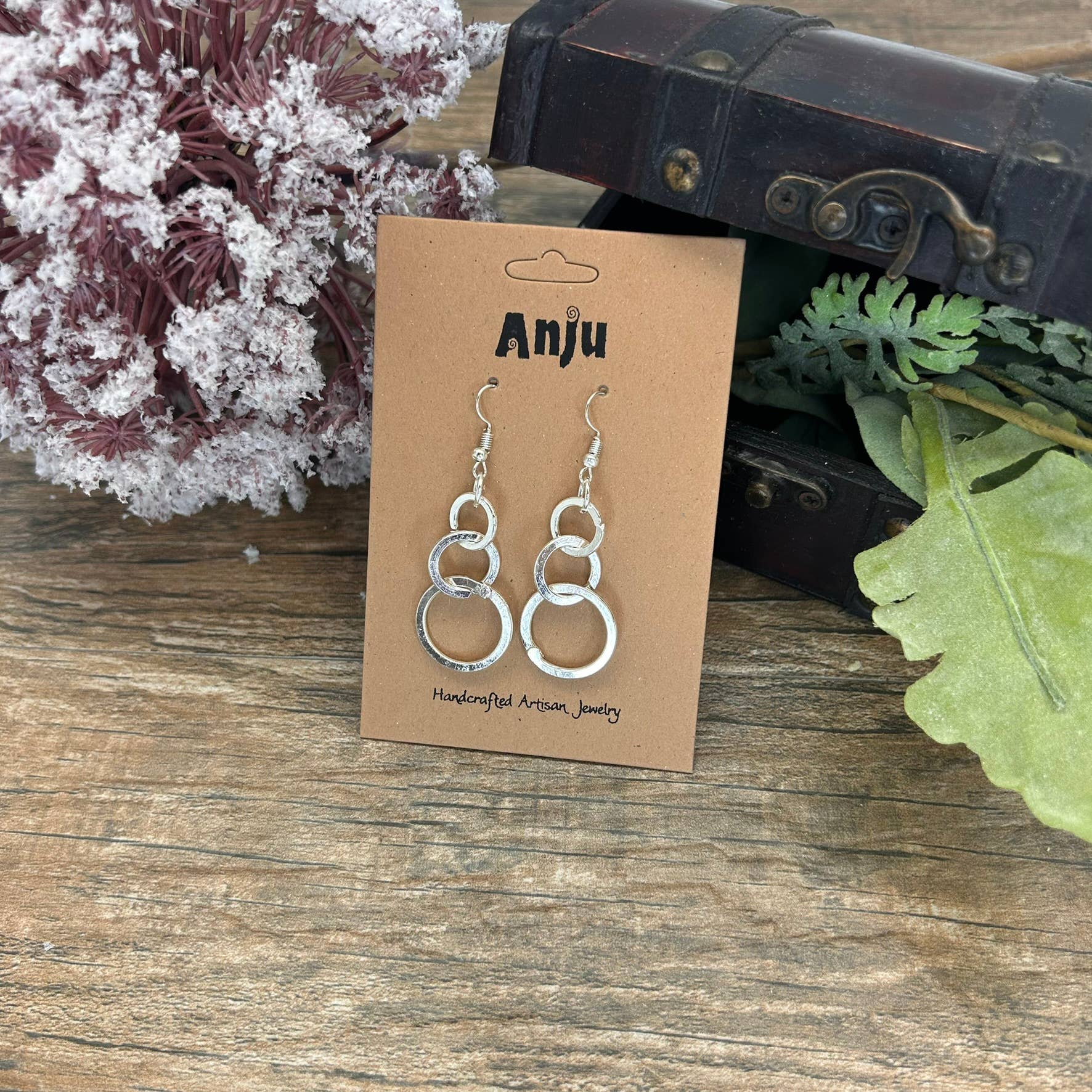 Silver Plated Earrings - Stacked Rings