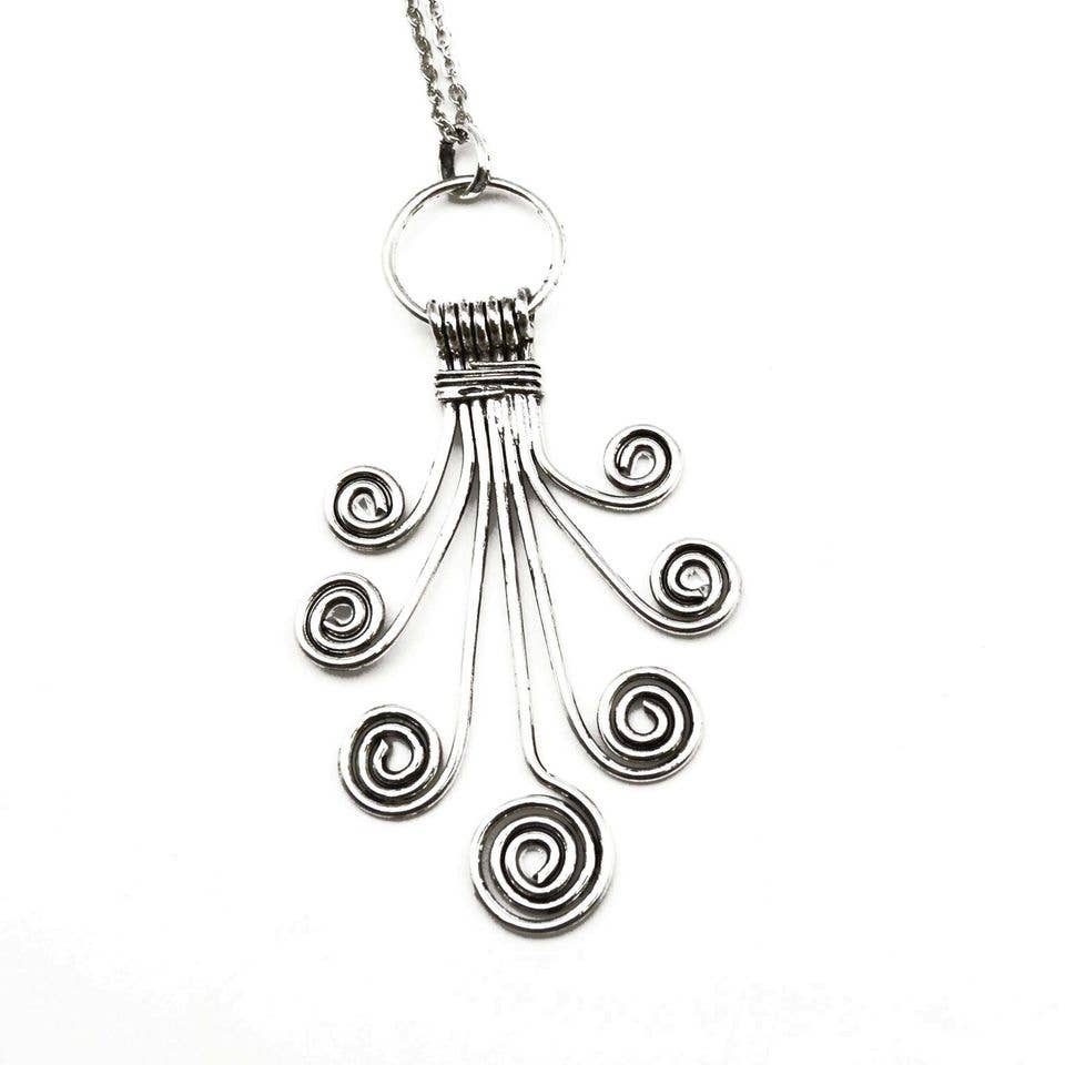 Handcrafted Banjara Spirals Pendant Long Necklace