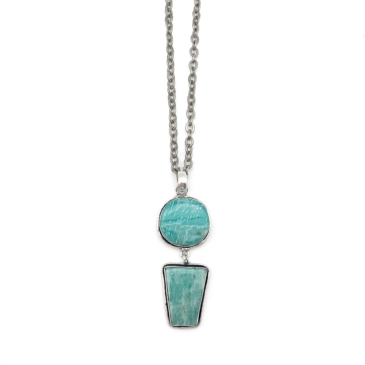 Handcrafted Semiprecious Stone Pendant Necklace - Amazonite