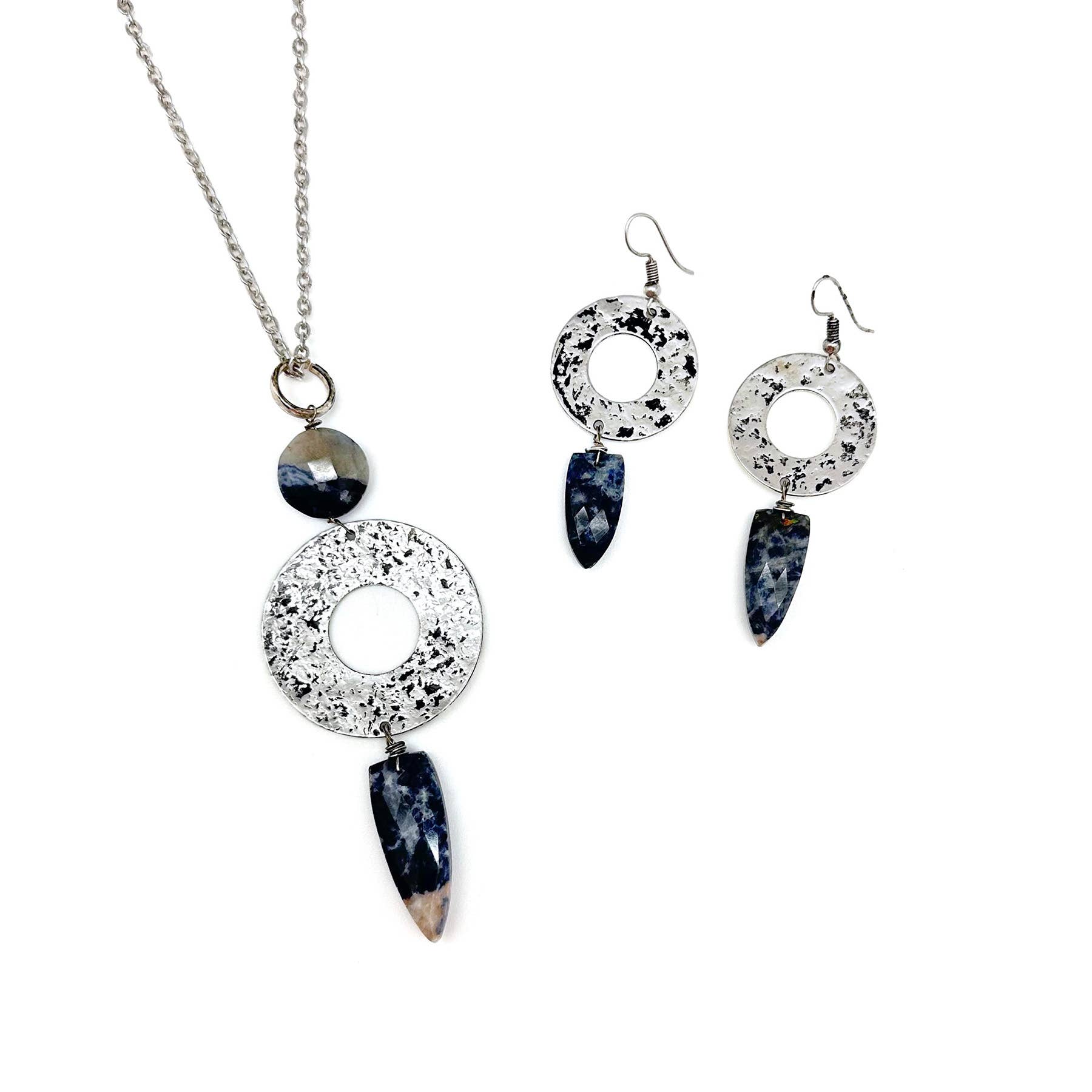 Banjara Collection Necklace - Sodalite, Silver Open Ring