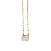 Gold Plated Necklace with Semi-Precious Stone - Rose Quartz
