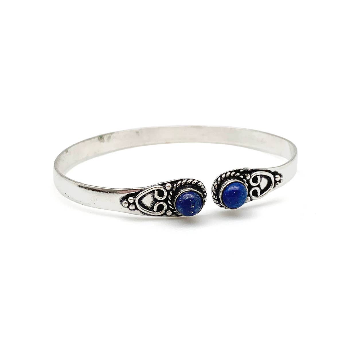 Tanvi Collection Bangle Bracelet - Silver with Lapis