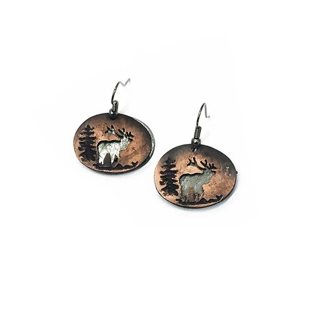 Pewter Earrings - Elk Cutout