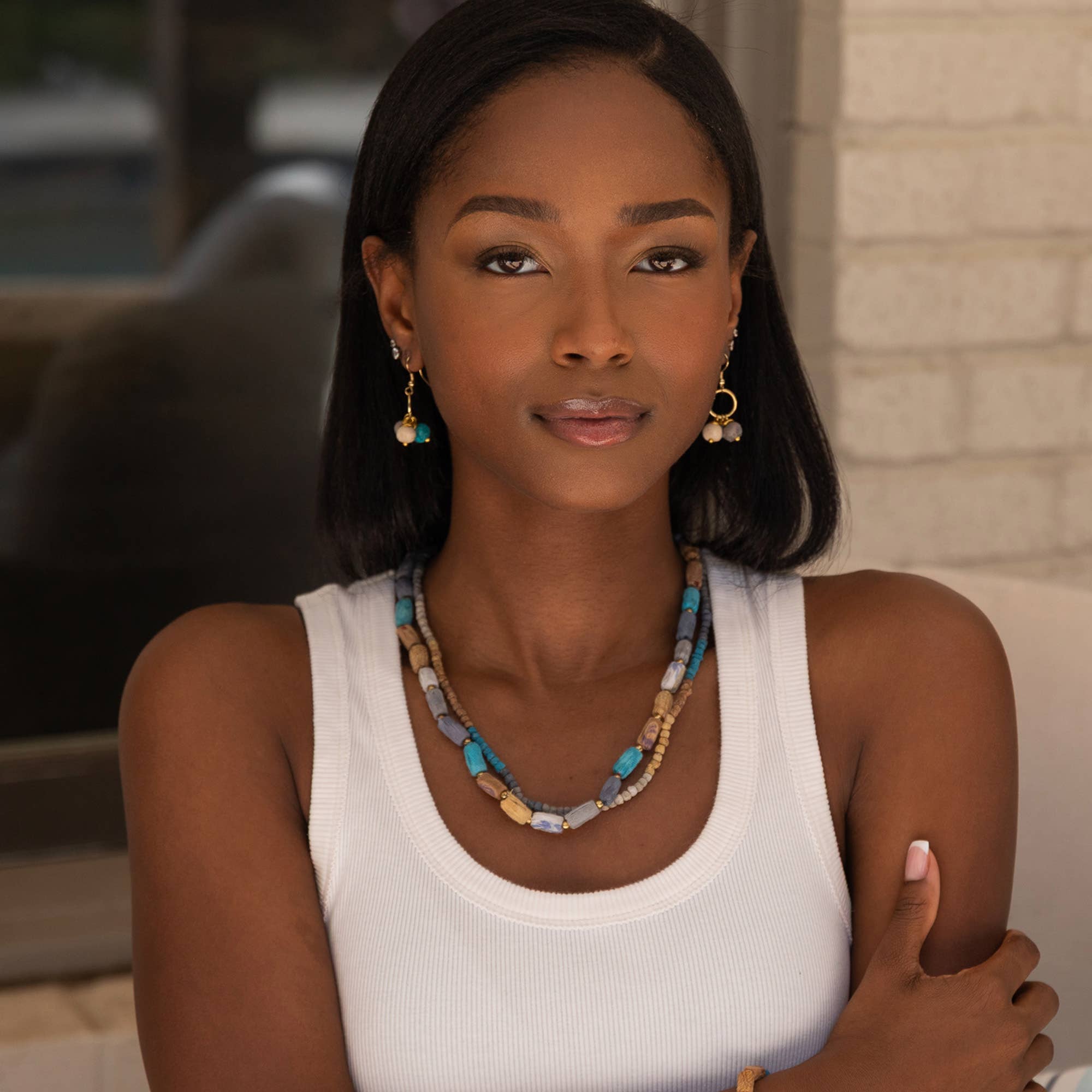 Aasha Monochrome Kantha Handcrafted Chunky Short Necklace